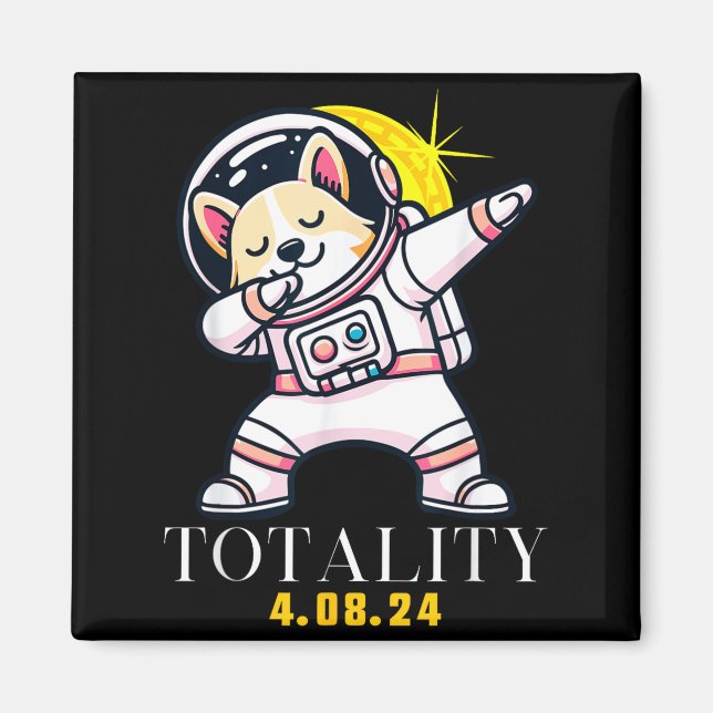 Imán Cute Eclipse Total Solar Dabbing Shiba (Frente)