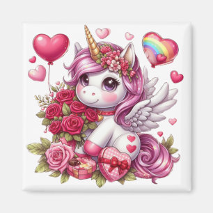 Imán Cute El día de San Valentín unicorn