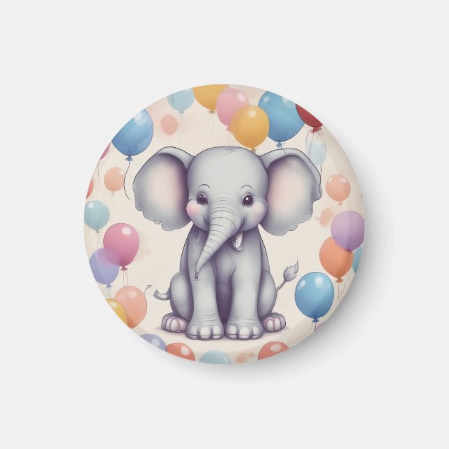 Imán Cute Elephant Birthday Magnet (Frente)