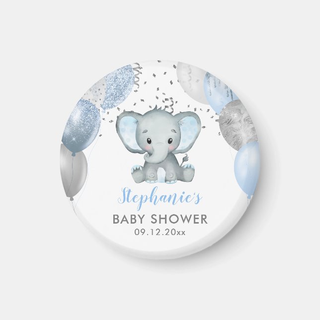 Imán Cute Elephant Boy Balloons Baby Shower (Frente)