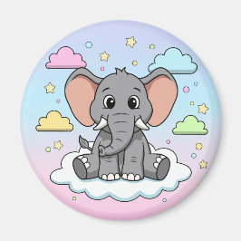 Imán Cute Elephant on Cloud - I'm Ele-Fun-t Pun