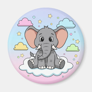 Imán Cute Elephant on Cloud - I'm Ele-Fun-t Pun
