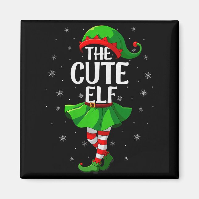 Imán Cute Elf Christmas Girls Women Elf Squad Xmas Fami (Frente)