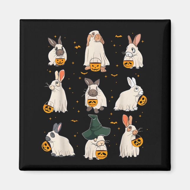 Imán Cute Fall Bunny Ghost Costume Rabbit Lover Soky Se (Frente)