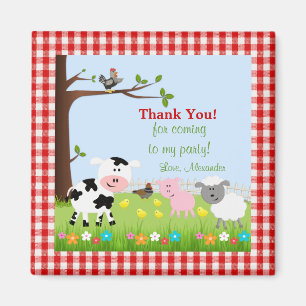 Imán Cute Farm Animals Birthday Party Magnet