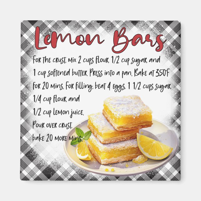 Imán Cute Farmhouse Homemade Lemon Bars Baking Recipe (Frente)