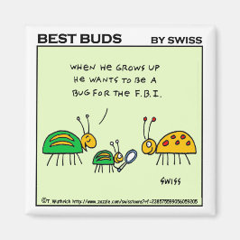 Imán Cute FBI Bug Cartoon Art Funny Bugs