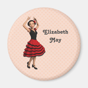 Imán Cute Flamenco Dancer (Personalizado)