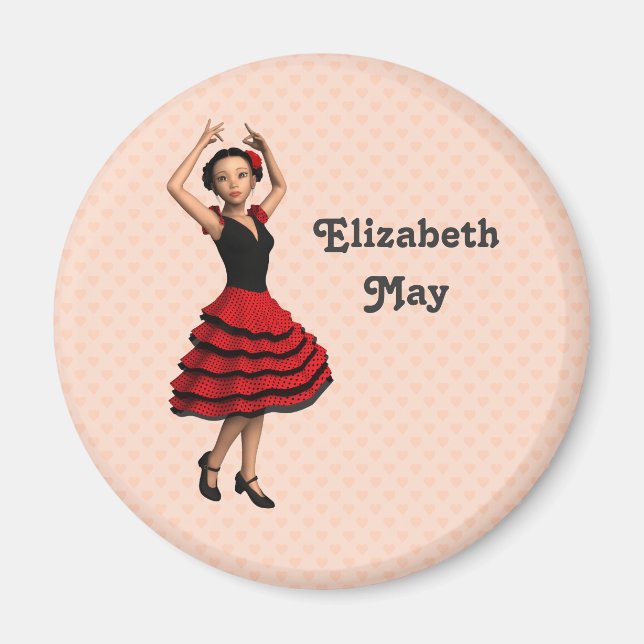 Imán Cute Flamenco Dancer (Personalizado) (Frente)
