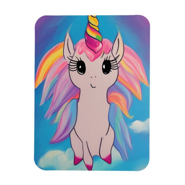 Imán Cute Flying Unicorn Kawaii Pintura (Vertical)