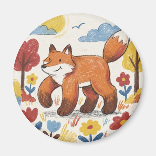Imán Cute Fox Woodland Animal (Frente)