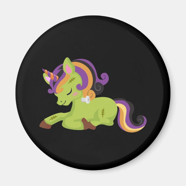 Imán Cute Frankenstein Unicorn Halloween Magnet (Frente)