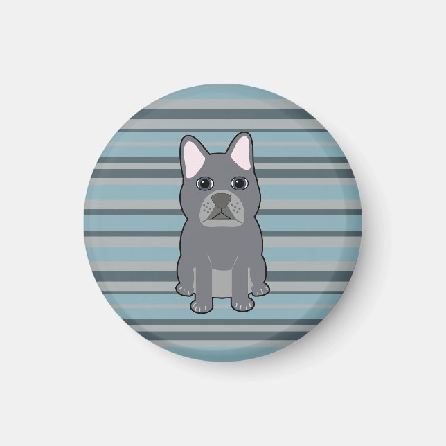 Imán Cute French Bulldog Blue Striped (Frente)