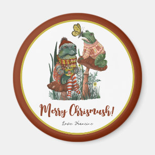 Imán Cute Frog and Toad Merry Mushroom Christmas  Magne