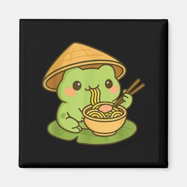 Imán Cute Frog Eating Ramen Anime Japanese Men Women Ki (Frente)