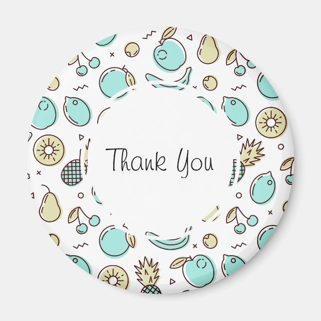 Imán Cute Fruit Pattern Summery Themed Gracias (Frente)