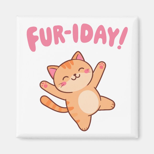 Imán Cute Fun Cat Fur-iday (Frente)