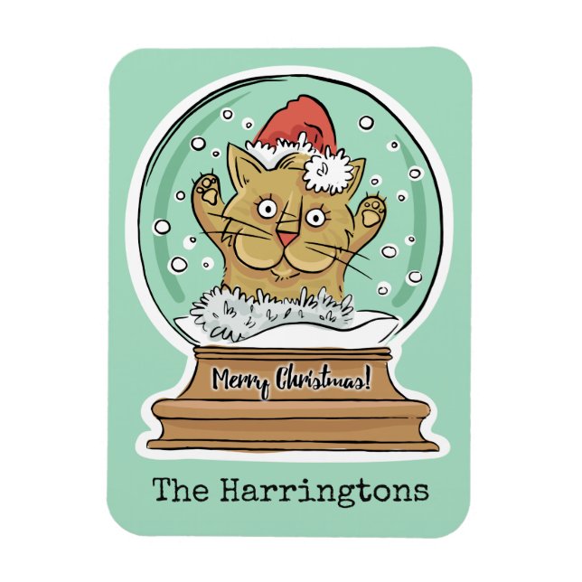 Imán Cute Funny Christmas Cat custom name magnet (Vertical)
