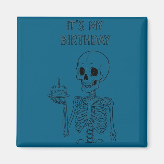 Imán Cute Funny Kawaii Skeleton Birthday Skull Happy Wo (Frente)