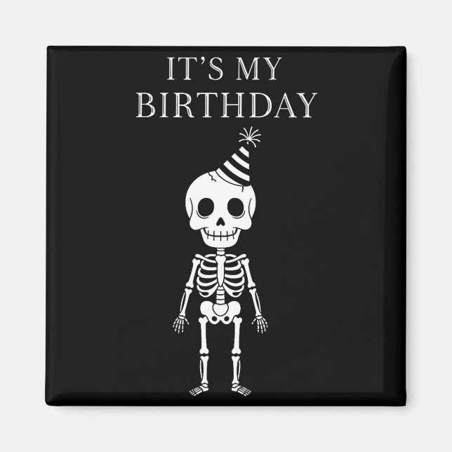 Imán Cute Funny Kawaii Skeleton Birthday Skull Happy Wo (Frente)