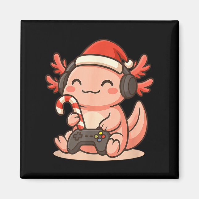 Imán Cute Gamer Axolotl Christmas Design  (Frente)