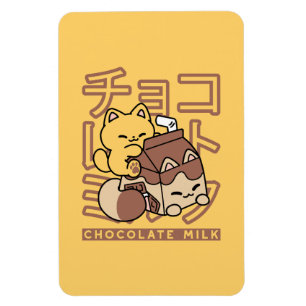 Imán Cute gato montando leche de chocolate Carton Kawai