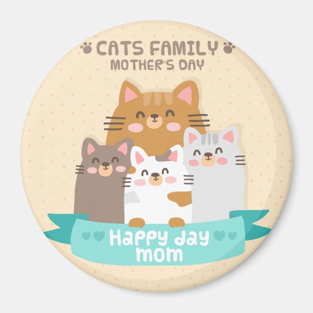 Imán Cute gatos del día de la madre (Frente)
