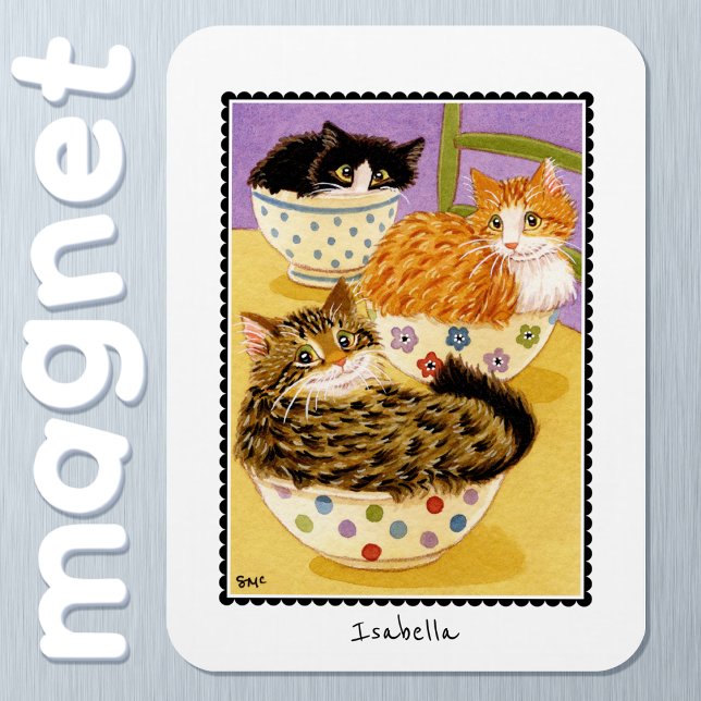 Imán Cute Gatos en Bowls Mapa de nombres personalizados (Subido por el creador)