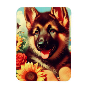 Imán Cute German Shepherd Pinting