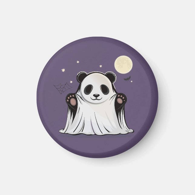 Imán Cute Ghost Panda Bajo la Luna  (Frente)