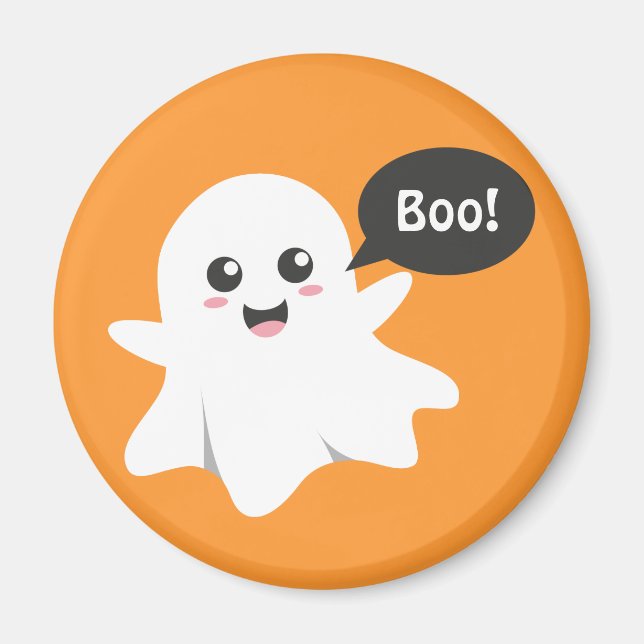 Imán Cute Ghost that Goes Boo, Happy Halloween (Frente)