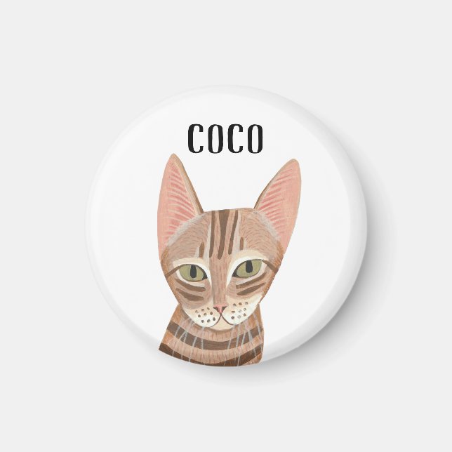 Imán Cute ginger ilustra gato moderno (Frente)