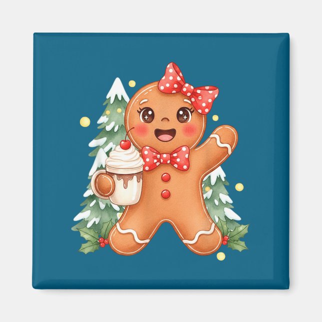 Imán Cute Gingerbread Christmas Snow Xmas For Men Women (Frente)