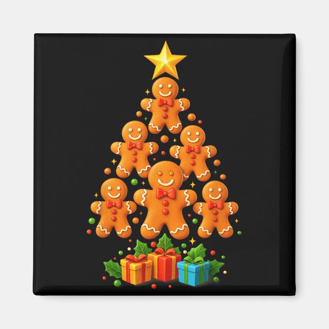 Imán Cute Gingerbread Christmas Tree Holiday Funny Xmas (Frente)