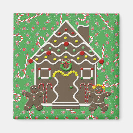 Imán Cute Gingerbread House hombre Chica Navidades Cand
