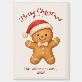 Imán Cute Gingerbread Man with Santa Hat - 