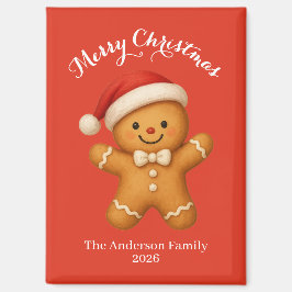 Imán Cute Gingerbread Man with Santa Hat - 
