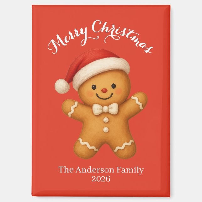 Imán Cute Gingerbread Man with Santa Hat -  (Anverso)