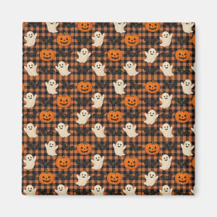 Imán Cute, gingham halloween fanáticos fantasmas de cal