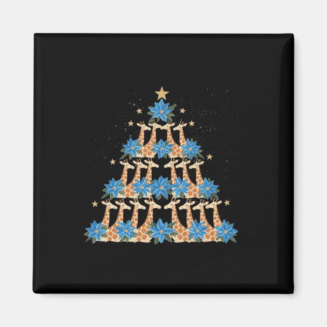 Imán Cute Giraffe Árbol de Navidad Giraffe Amantes de N (Frente)
