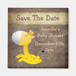 Imán Cute Giraffe Guardar La Fecha Baby Shower