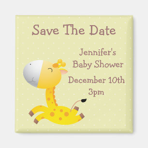 Imán Cute Giraffe Guardar La Fecha Baby Shower