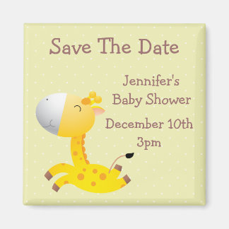 Imán Cute Giraffe Guardar La Fecha Baby Shower