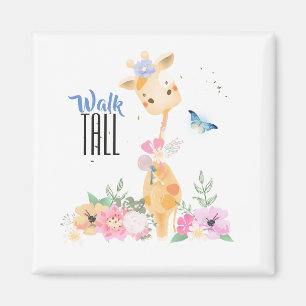 Imán Cute Giraffe Walk Tall Typography