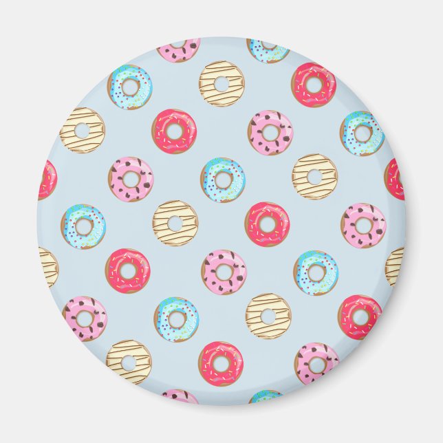 Imán Cute Glazed Doughnut Pattern Light Blue (Frente)