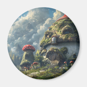 Imán Cute gnome, casa de hongos