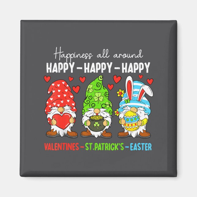 Imán Cute Gnome Happy Valentines St Patricks Easter Hol (Frente)