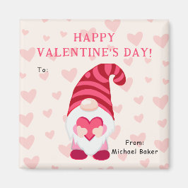 Imán Cute Gnome Holding Heart Classroom El día de San V