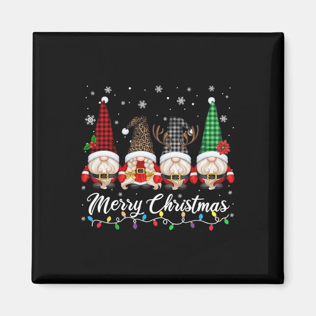 Imán Cute Gnomes Feliz Navidad Gnome Family Mat (Frente)