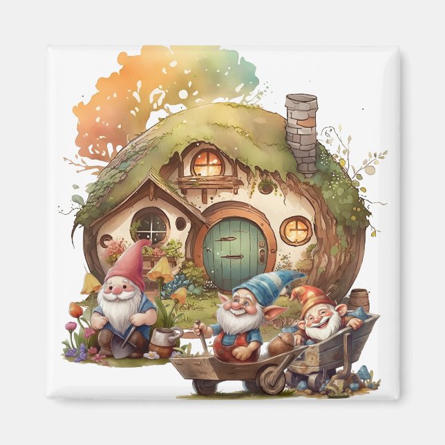 Imán Cute Gnomes Square Magnet (Frente)